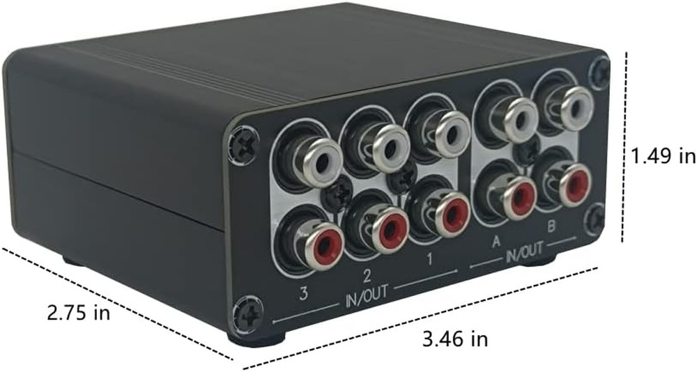 3 in 2 Out RCA Stereo Audio Switch Input Signal Source Switcher Selector