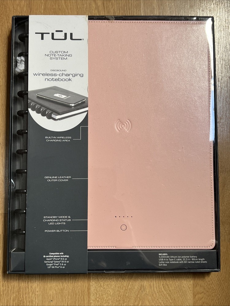 TUL Custom Note Taking System Pink Discbound Wireless Charging Notebook Sealed