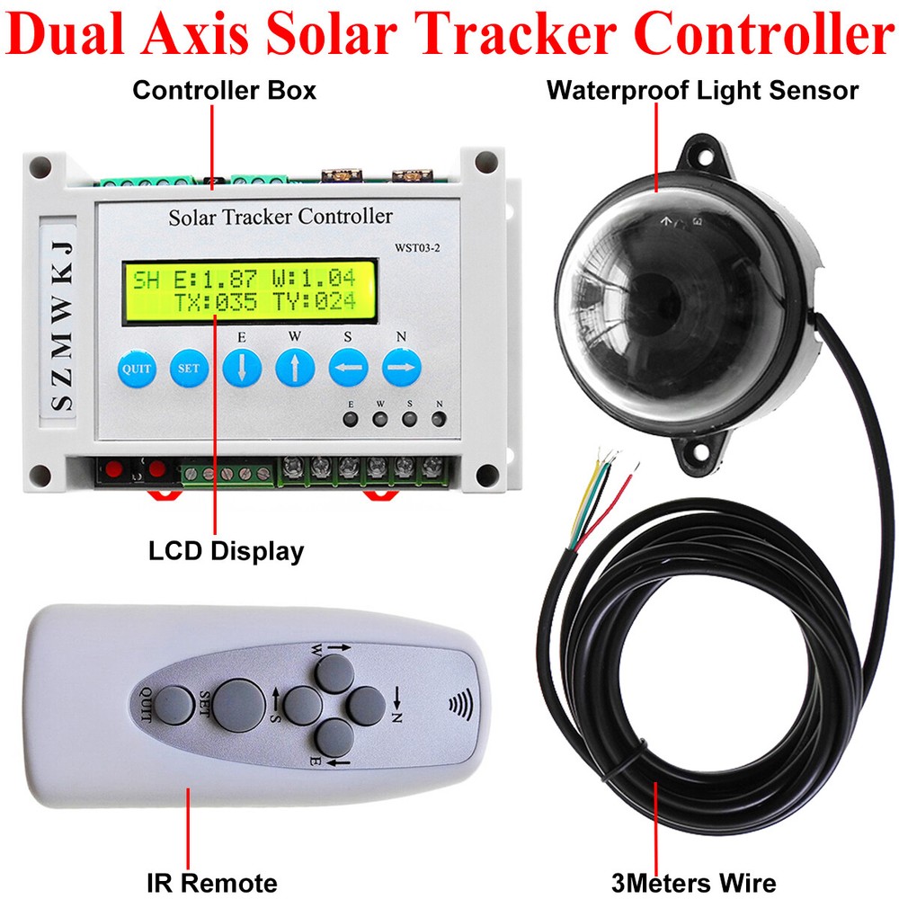 Single/Dual Axis Solar Electronic Tracker Controller W/ Light Sensor W/IR Remote
