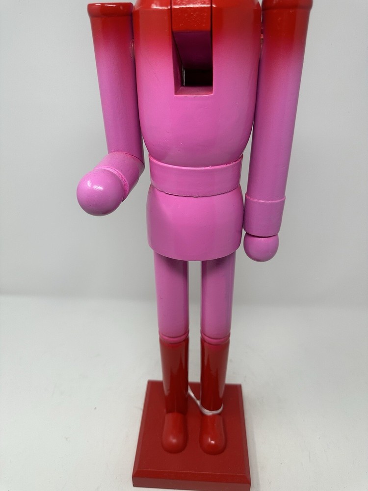 Red & Pink Solid Wood Nutcracker 23”, Christmas Nutcracker, Pink Nutcracker, NEW