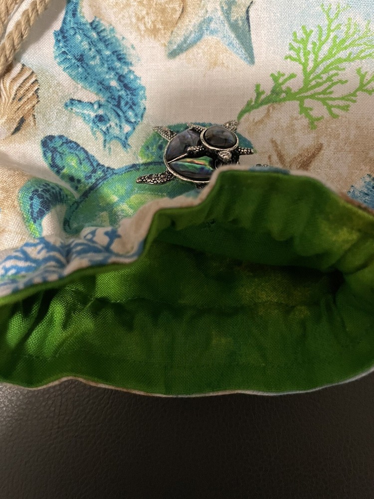 Handcrafted, Ocean, Turtle, Themed Tarot Bag.