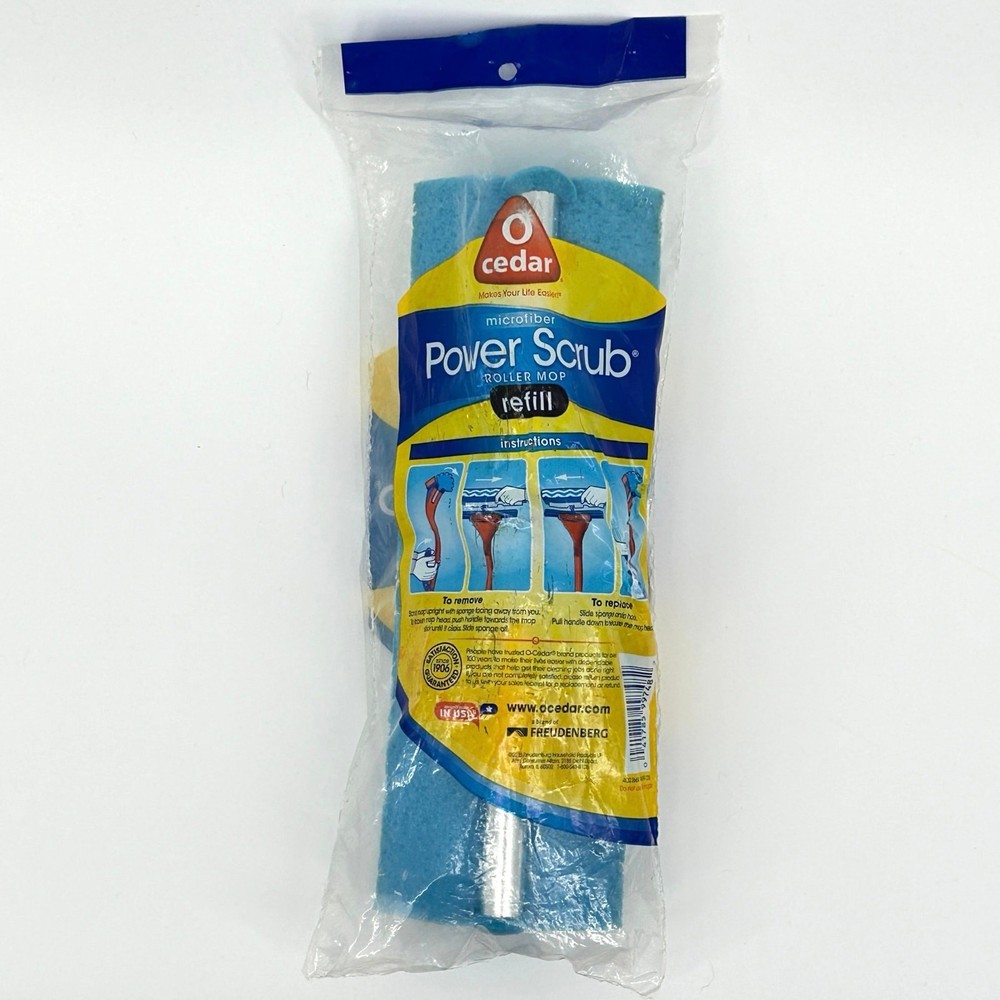 O-Cedar Power Scrub Roller Mop Refill Microfiber Wave Sponge NEW SEALED