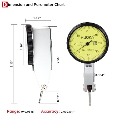 Shockproof Dial Indicator with Adjustment Flexible Strong Diameter: 32mm