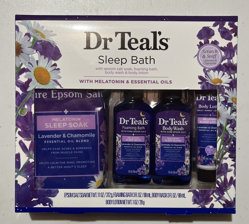 Dr Teals Sleep Bath 4 pc Set with Melatonin and Essential Oils