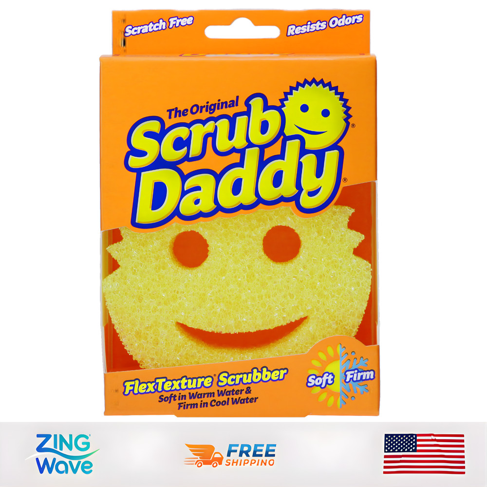 Scrub Daddy Yellow Cleaning Sponge Non Scratch Dish Scrubber FlexTexture