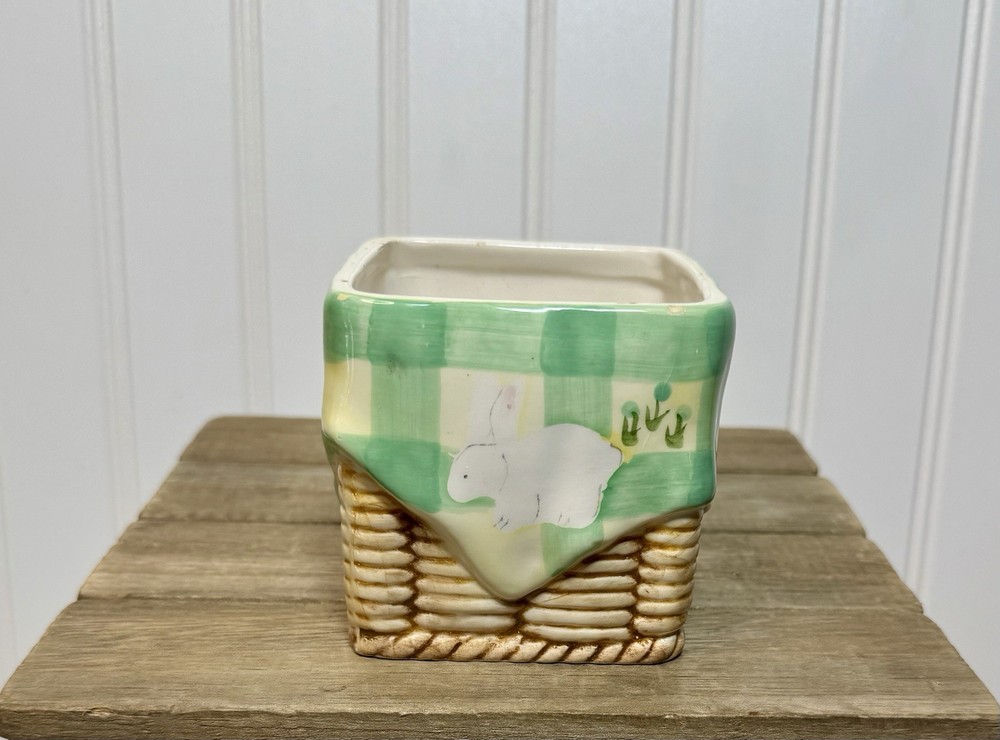 Vintage Easter Bunny Spring 3D Basket & Box WCL Ceramic Set Cottagecore Tabletop