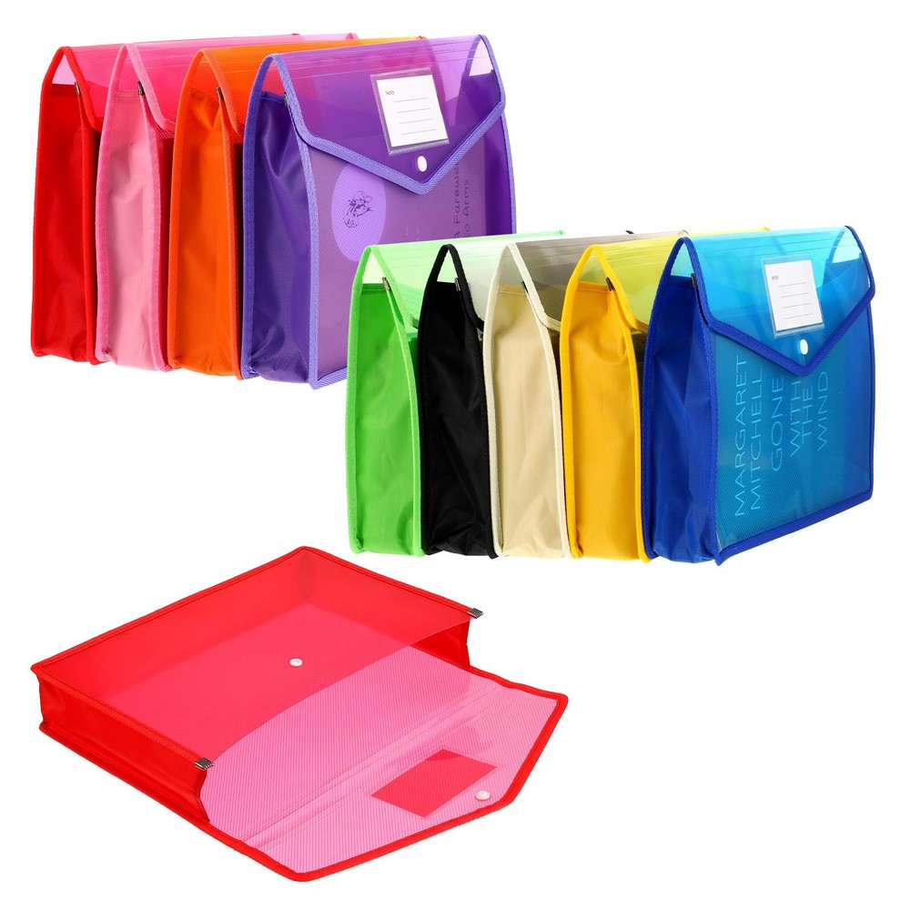 9 Pack Plastic Expanding File Folder, Expanding Folders with Snap Closure, La...