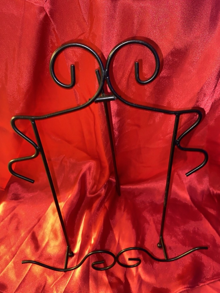 Open Book Display Stand, Black Metal, Ornate Scrolling
