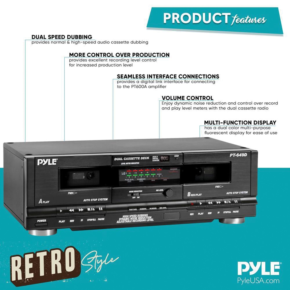 Pyle Pt649D Dual Cassette Deck