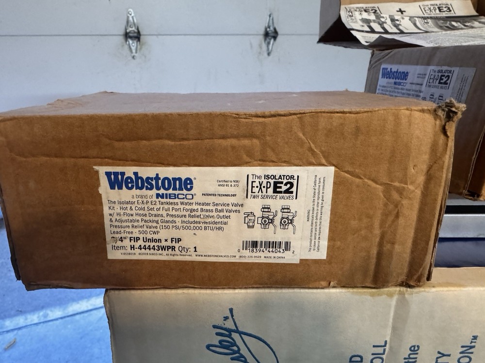 WebStone 3/4 NPT Tankless Water Heater Service Valve Kit w/ Relief Valve 150 PSI