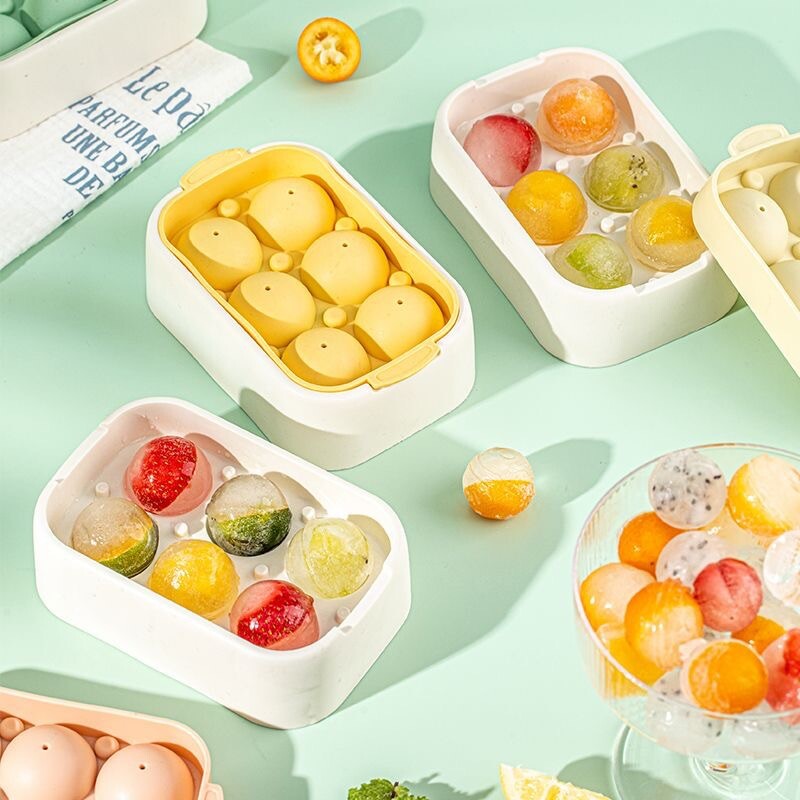 2pcs Freezer Ice Ball Maker Mold, 6 Round Ice Cube Tray, Color Random