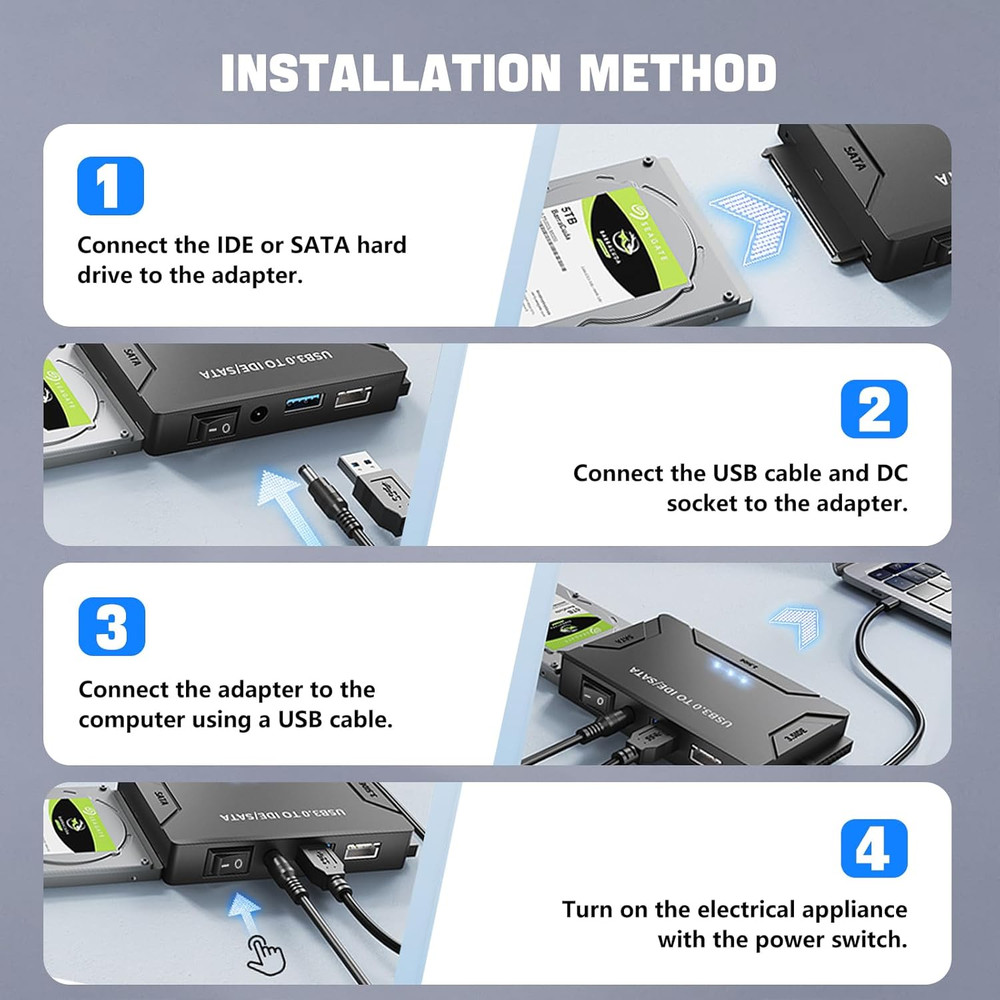 Maxrenard Hard Drive Reader USB 3.0 to SATA/IDE Adapter | Universal External Har