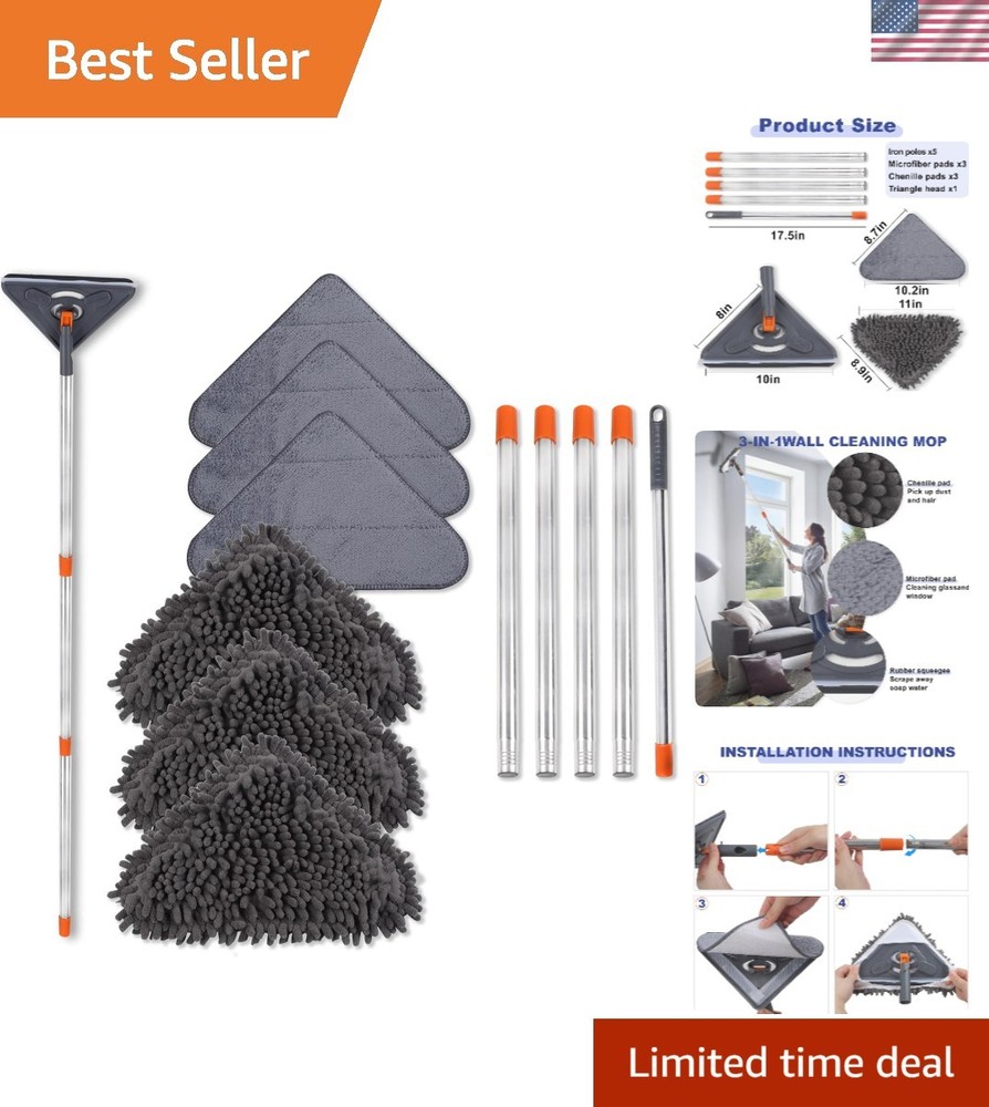 Versatile Wall Mop with Adjustable 79-Inch Handle for Easy High Cleaning