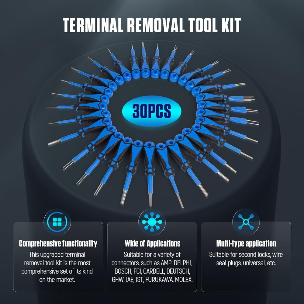 30Pcs Terminal Removal Tool Kit Auto Electrical Pin Removal Tool Pin Extractor