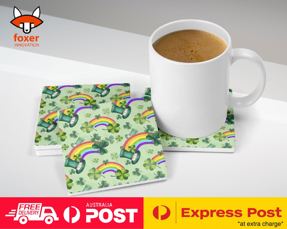 COASTER COFFEE DRINKING MAT|ST PATRICK CLOVER PATTERN 7