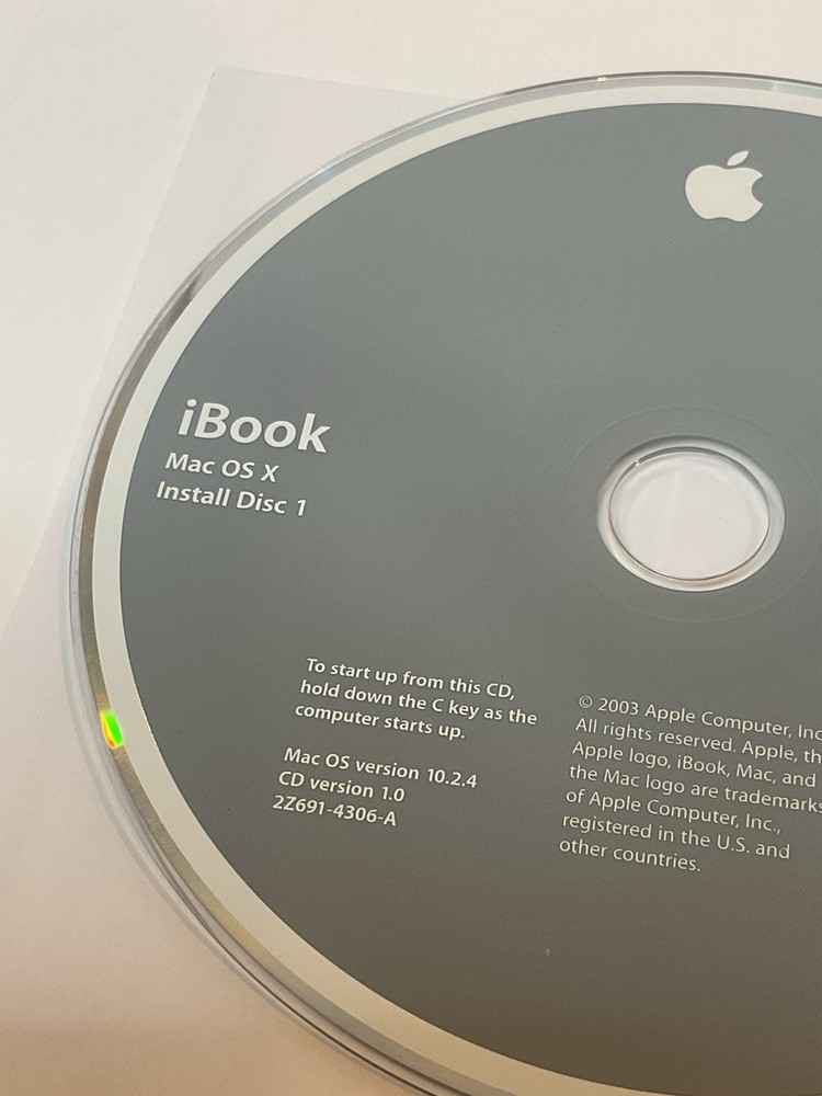 Apple iBook Mac OS X (10.2.4) Software Install Disk 1 & 2 Hardware Test OEM