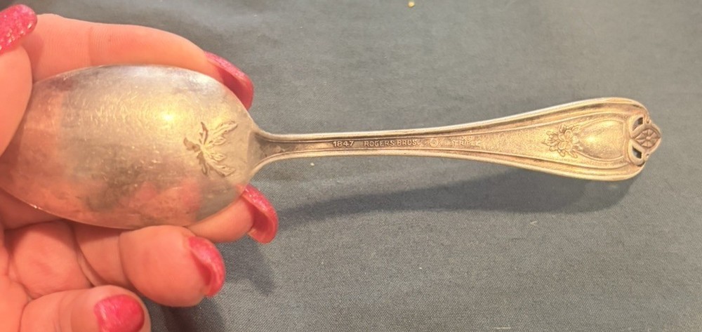 Rogers Bros Silverplate Spoon- Floral Pattern 1847- triple