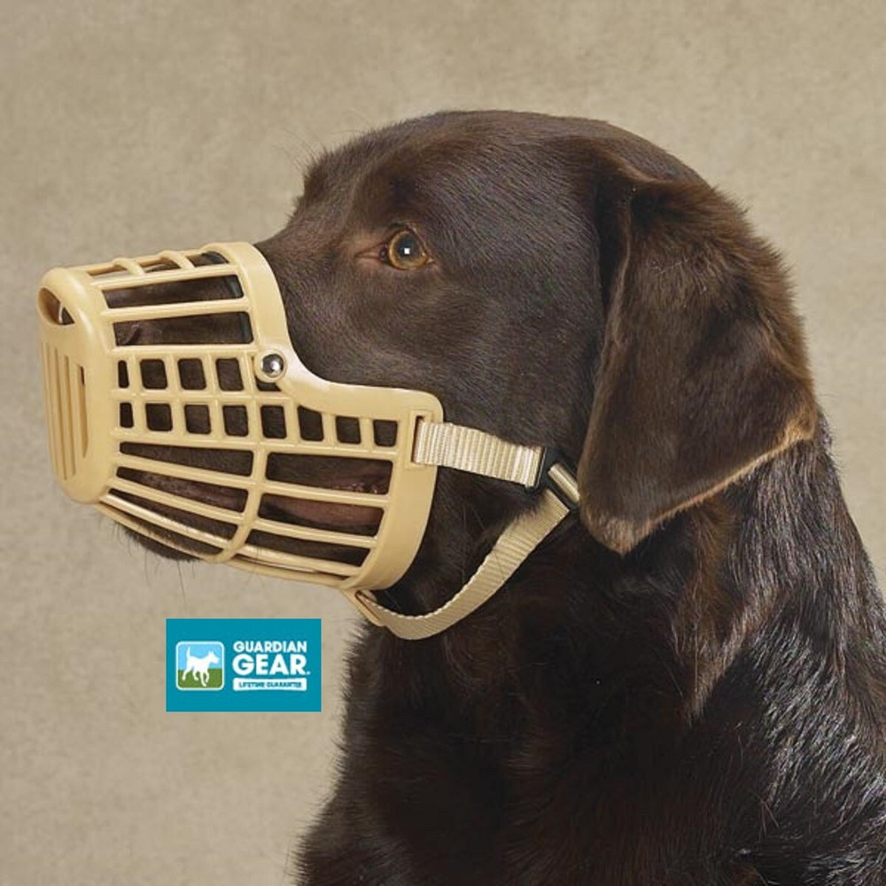 Guardian Gear LARGE DOG TAN BASKET MUZZLE Quick Fit/Release Adjustable Safety
