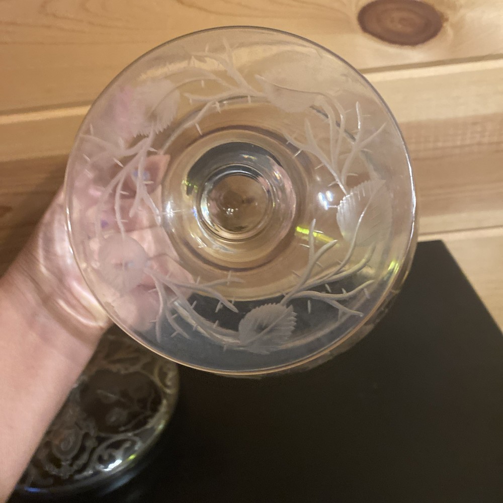 Etched Glass Compote With Silver Overlay Beautiful!