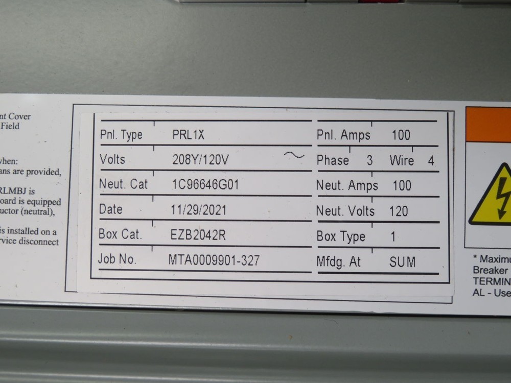 EATON PRL1X PANELBOARD INTERIOR (42" CONFIGURATION) T269184