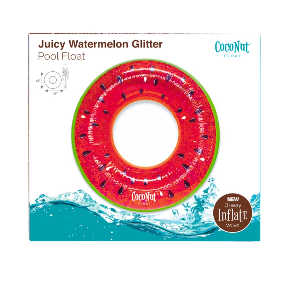 42" CocoNut Glitter Watermelon Inflatable Pool Float Ring