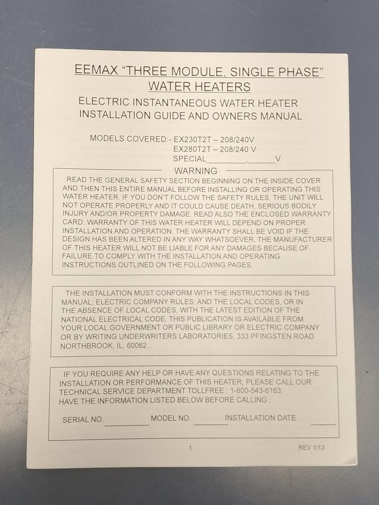 Eemax - EX1800T3 - 3-Phase 5 GPM 18 kW, 208V Point of Use Tankless Water Heater