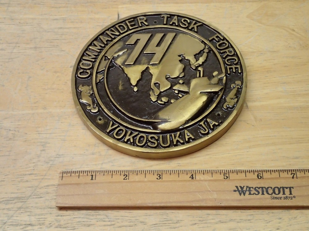 Vintage US Navy Commander Submarine Task Force 74 Brass Plaque