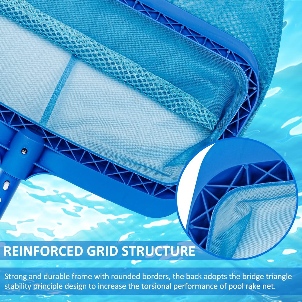Swimming Pool Skimmer Net, Fine Mesh Pool Leaf Rake Net with Double-Layer Dee...