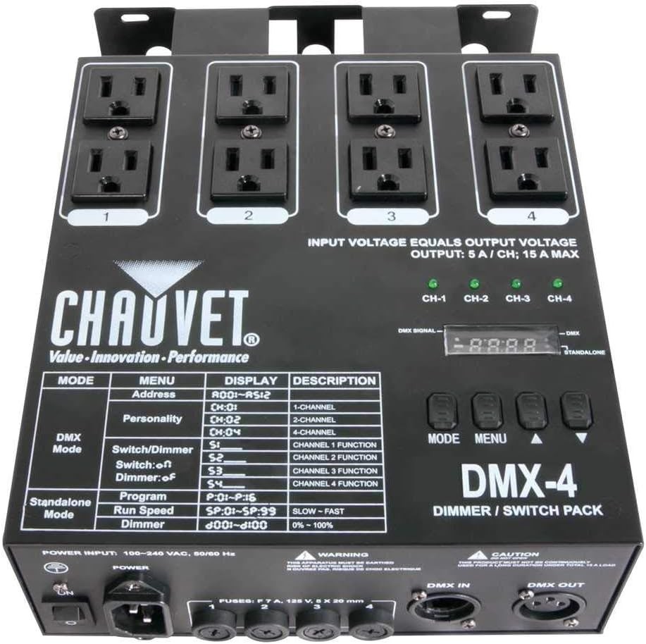 High-Performance 4-Channel DMX LED Dimmer/Relay Pack with Adjustable Speed