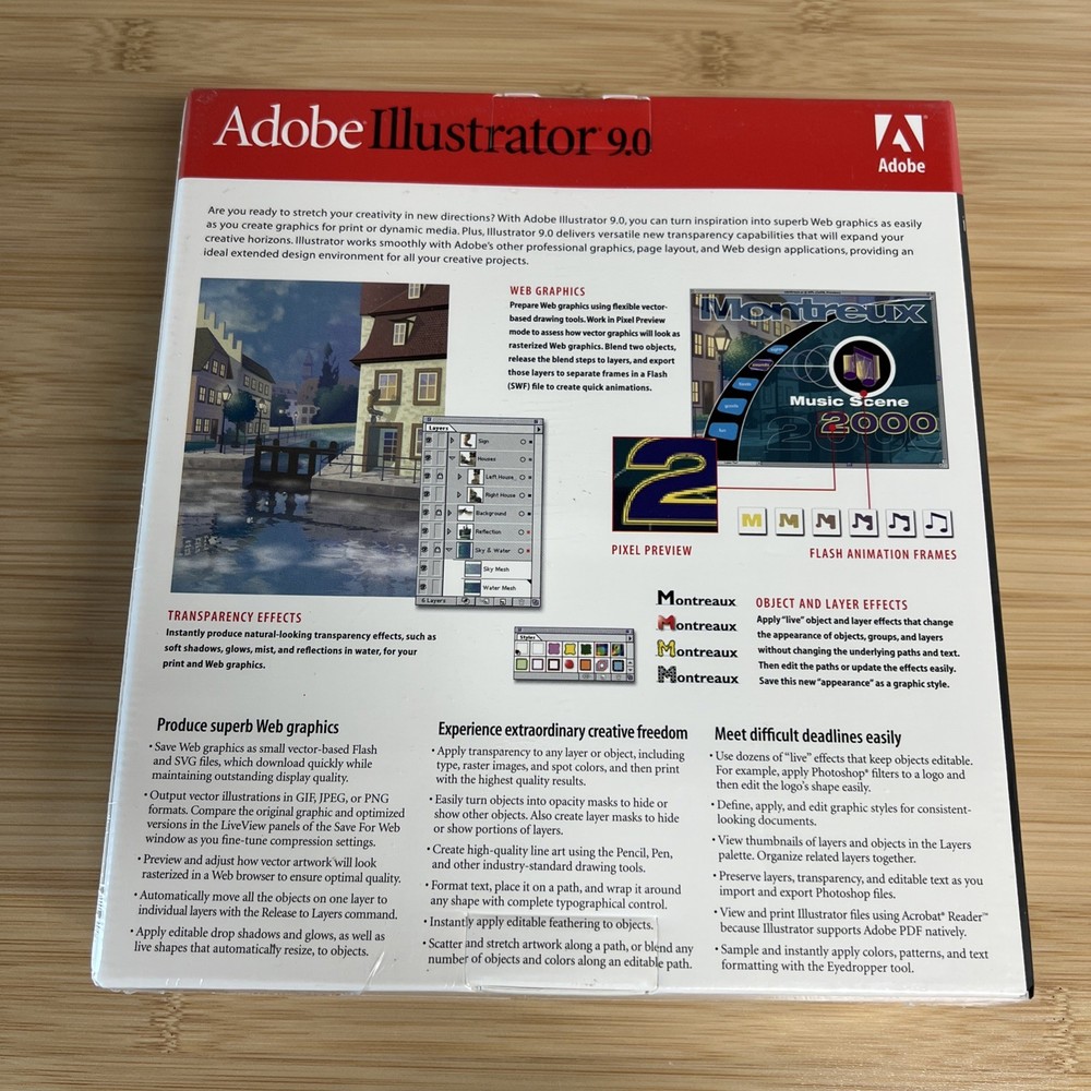 Adobe Illustrator 9.0 Upgrade Big Box Macintosh Mac with User Guide SEALED