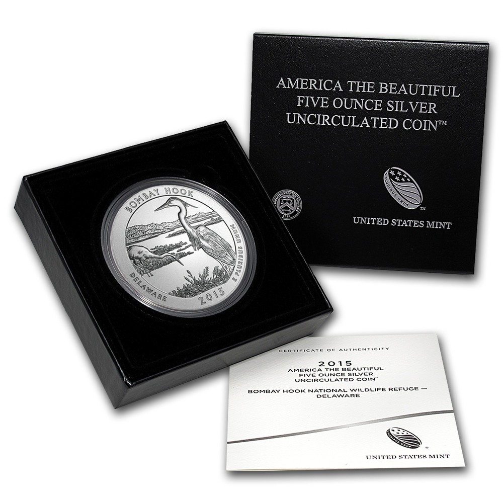 2015-P 5 oz Silver ATB Bombay Hook (w/Box & COA)