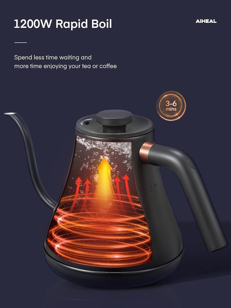 Electric Gooseneck Kettle Temperature Control Pour Over Electric Kettle Coffee &