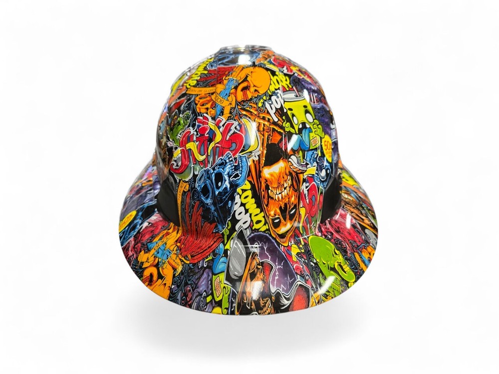 Graffiti Hydro Dipped Full Brim Hard Hat YELLOW