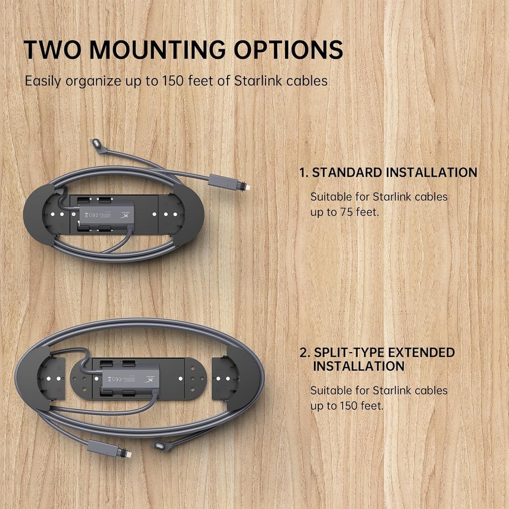 Durable Starlink Gen 3 Cable Management Solution, Wall Mountable - Black
