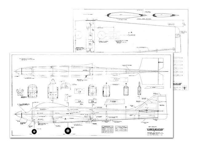Compensator Pattern Plane 64" Wingspan RC Model Airplane Printed Plans Templates