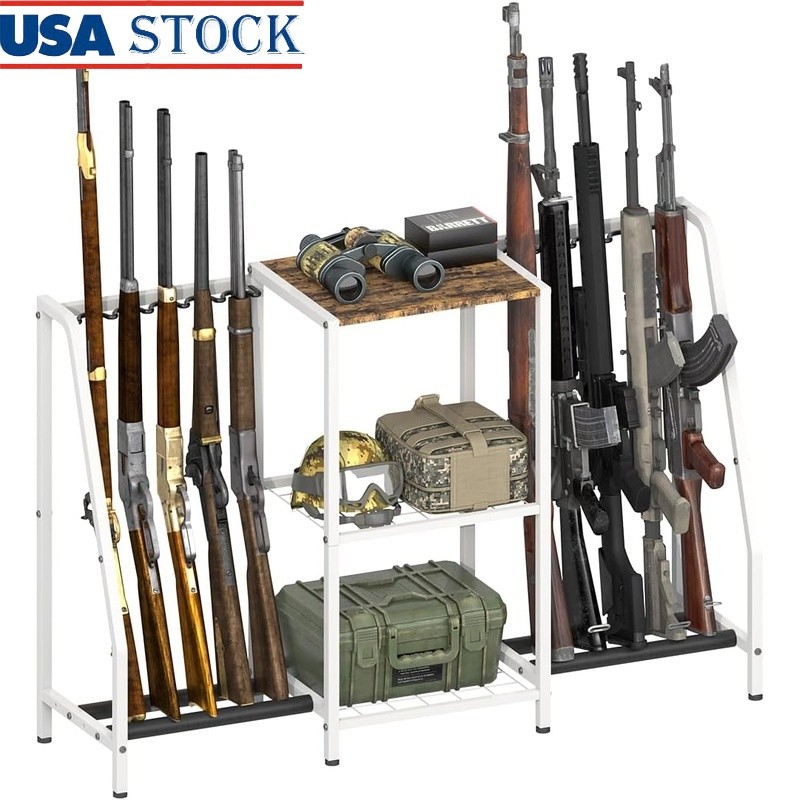 3-in-1 Gun Rack Vertical Storage Adjustable 10 Rifles Durable Organizer New