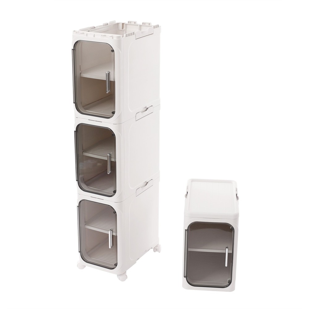 4-Tier Slim Bathroom Storage Cabinet with Wheels, Space-Saving Design