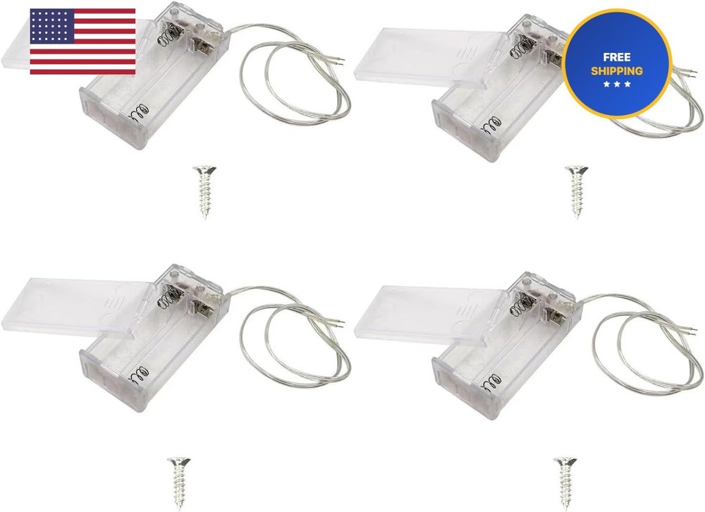 8PCS 2 AA LED String Battery Holder and Screws, 4PCS 2AA Battery Holder, 4PCS