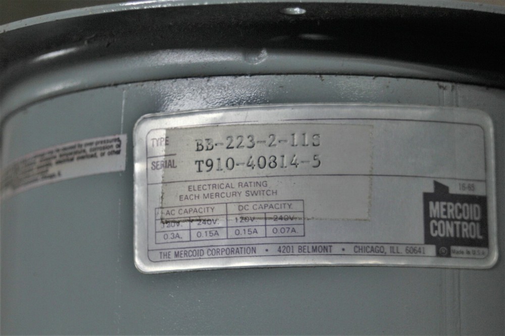 Mercoid Controls Differential Pressure Switch BB-223-2-11S