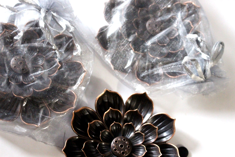 3-PACK BRASS LOTUS FLOWER INCENSE HOLDER