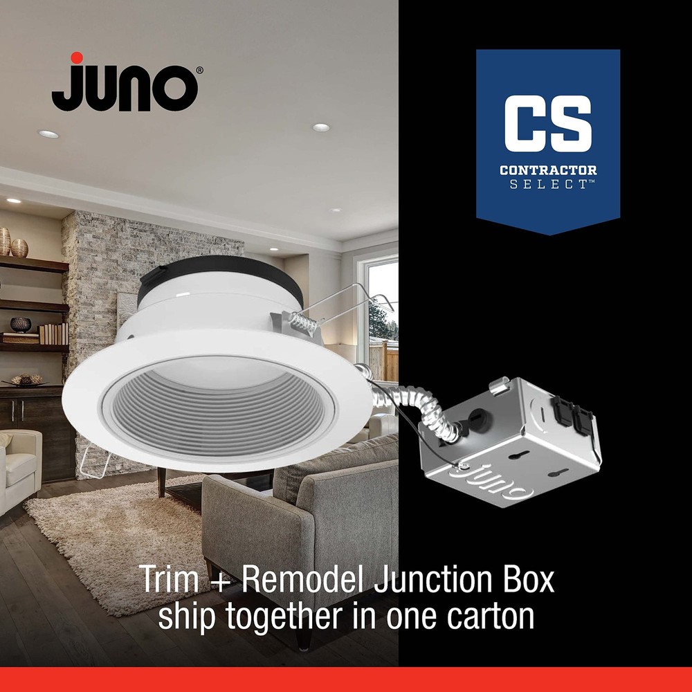 Juno JPDZ6JB RDB1 WWH M6 Podz Canless LED Downlight, Switchable, Matte White