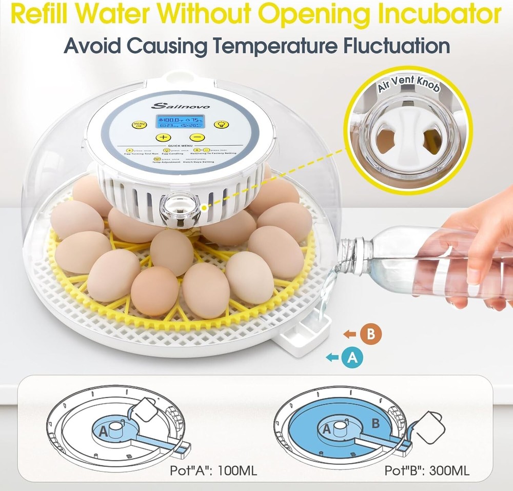 18 Egg Poultry Incubator for Hatching Chick Automatic Turning Stop Egg Incubator