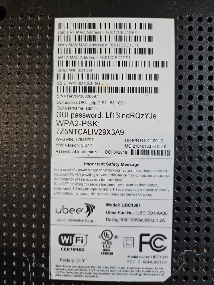 Ubee UBC1301 - AA00