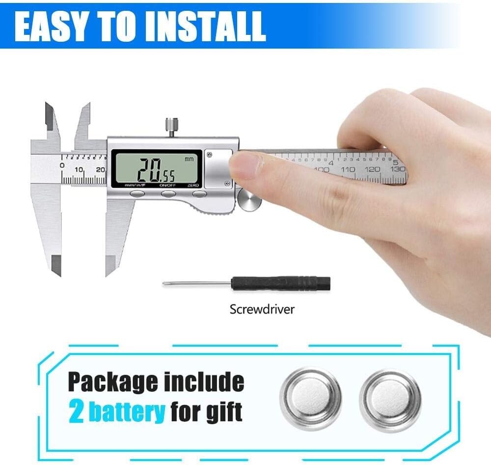 Digital Caliper Measuring Tool, Stainless Steel Vernier Caliper Digital Micro...