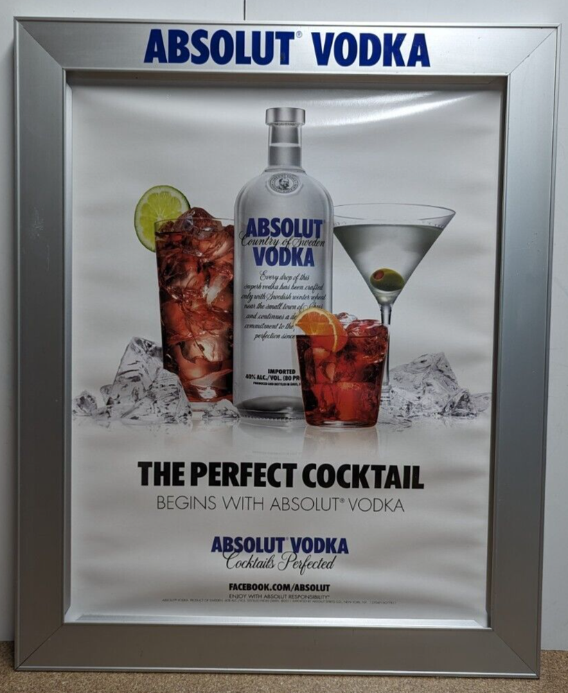 2011 Absolute Vodka Metal Framed Advertising Sign