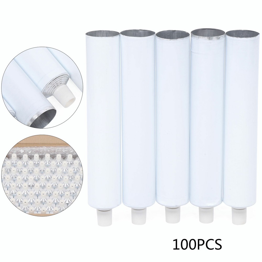 100pcs Aluminum Empty Toothpaste Tubes with Needle Cap Portable Reusable 100ml!