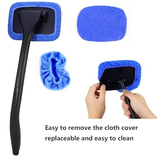 Car Windshield Cleaning Tool, Windshield Cleaner with 5 Washable and Blue