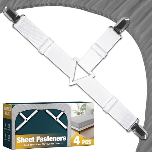4 Pack Adjustable Elastic Straps with Metal Triangle Style 4 Pack - White