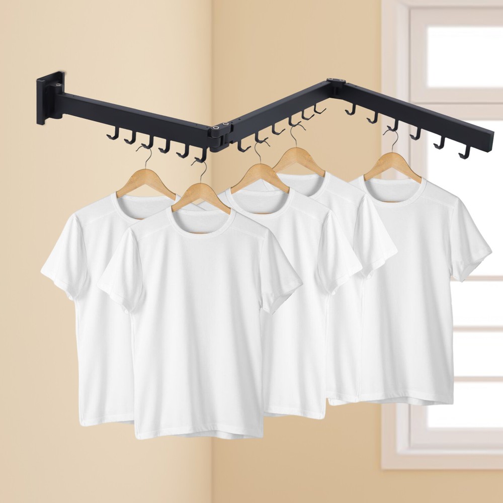 Tri-fold Drying Rack Wall Mounted 360 ?? Rotating Shaft Foldable Clothes Hanger