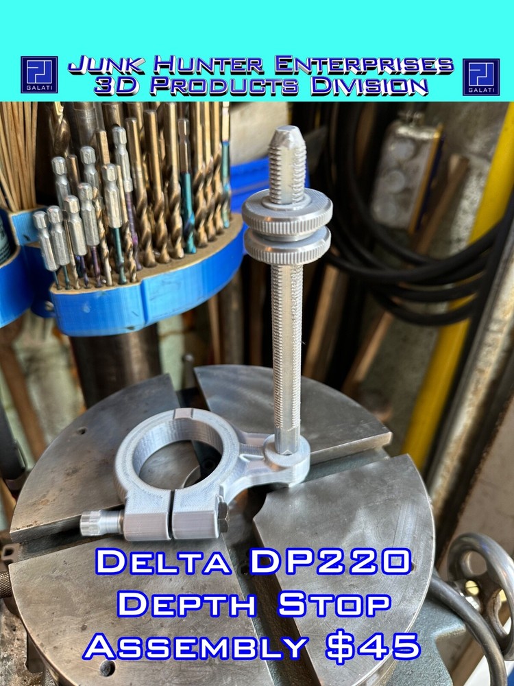 3D Prtd Delta Rockwell DP220 14” Drill Press Depth Stop Assembly Collar Lock Nut